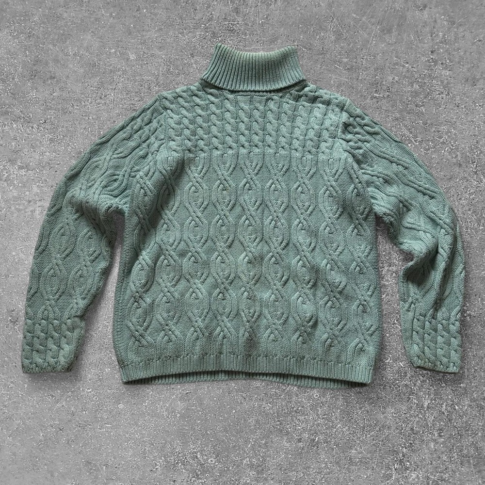 Wainscott Green Cable Knit Cotton Turtleneck Sweater Womens Medium Preppy